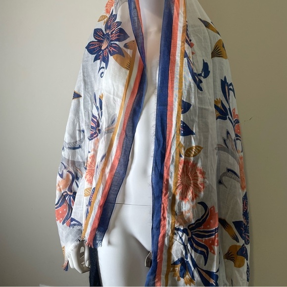 Spartina 449 Floral Gauze Scarf Sarong 26x72 Women’s Layer Lightweight multi use - Picture 6 of 10